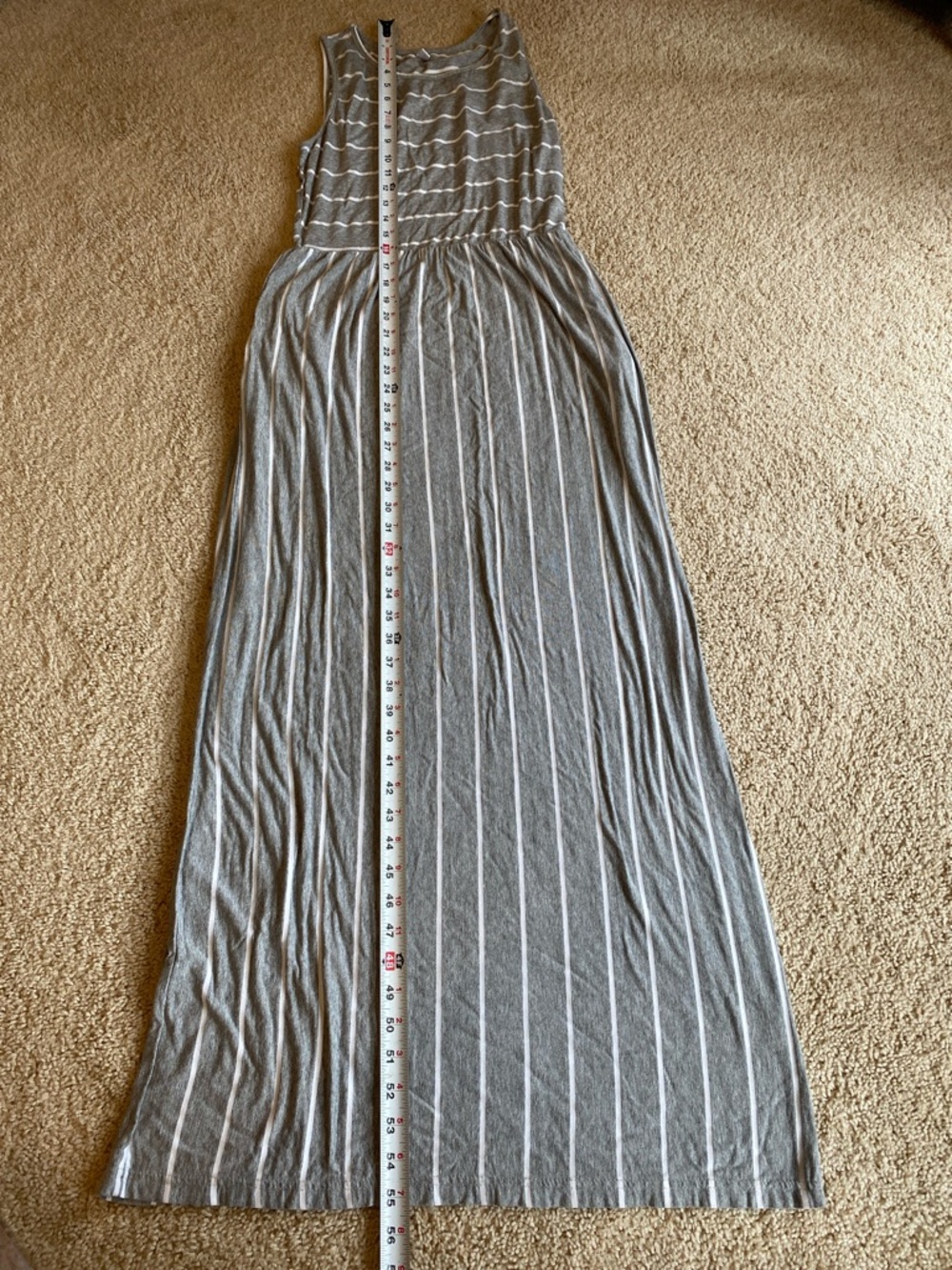 Gray Striped Sleeveless Maxi Dress - Picture 2 of 4